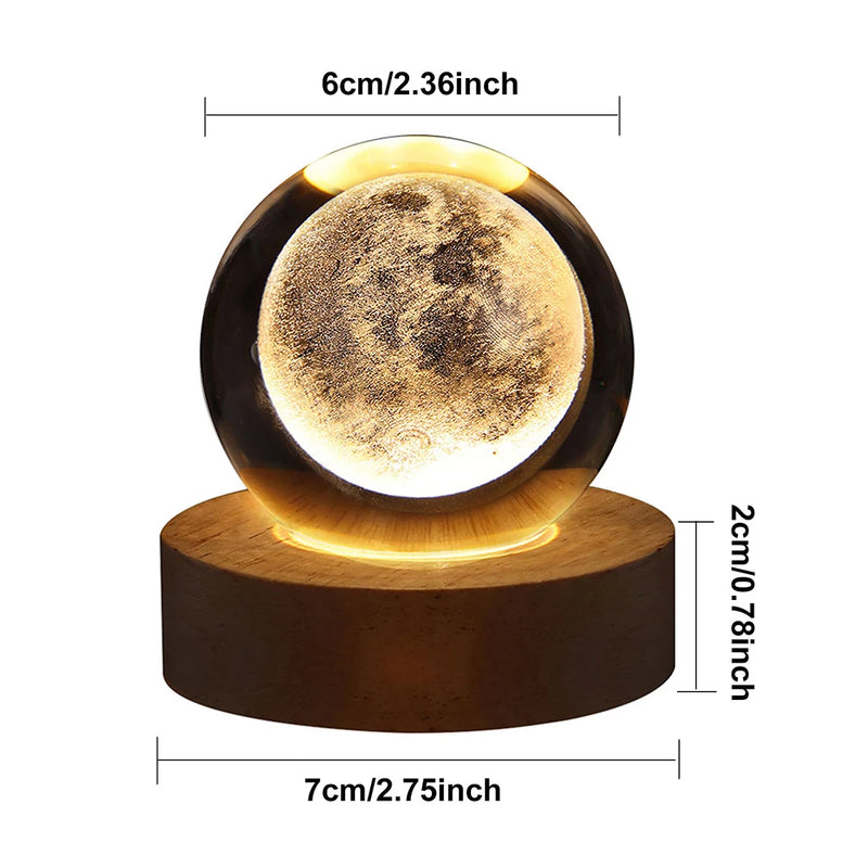 3D Moon Crystal Ball Night Light